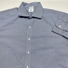 Brooks Brothers 17 34 Regent Fit Blue Gingham Non-Iron Supima Cotton Shirt
