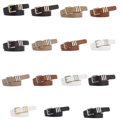Simple Pin Buckle Belt PU Waistband Office Wear Waist Belt for Various Outfit