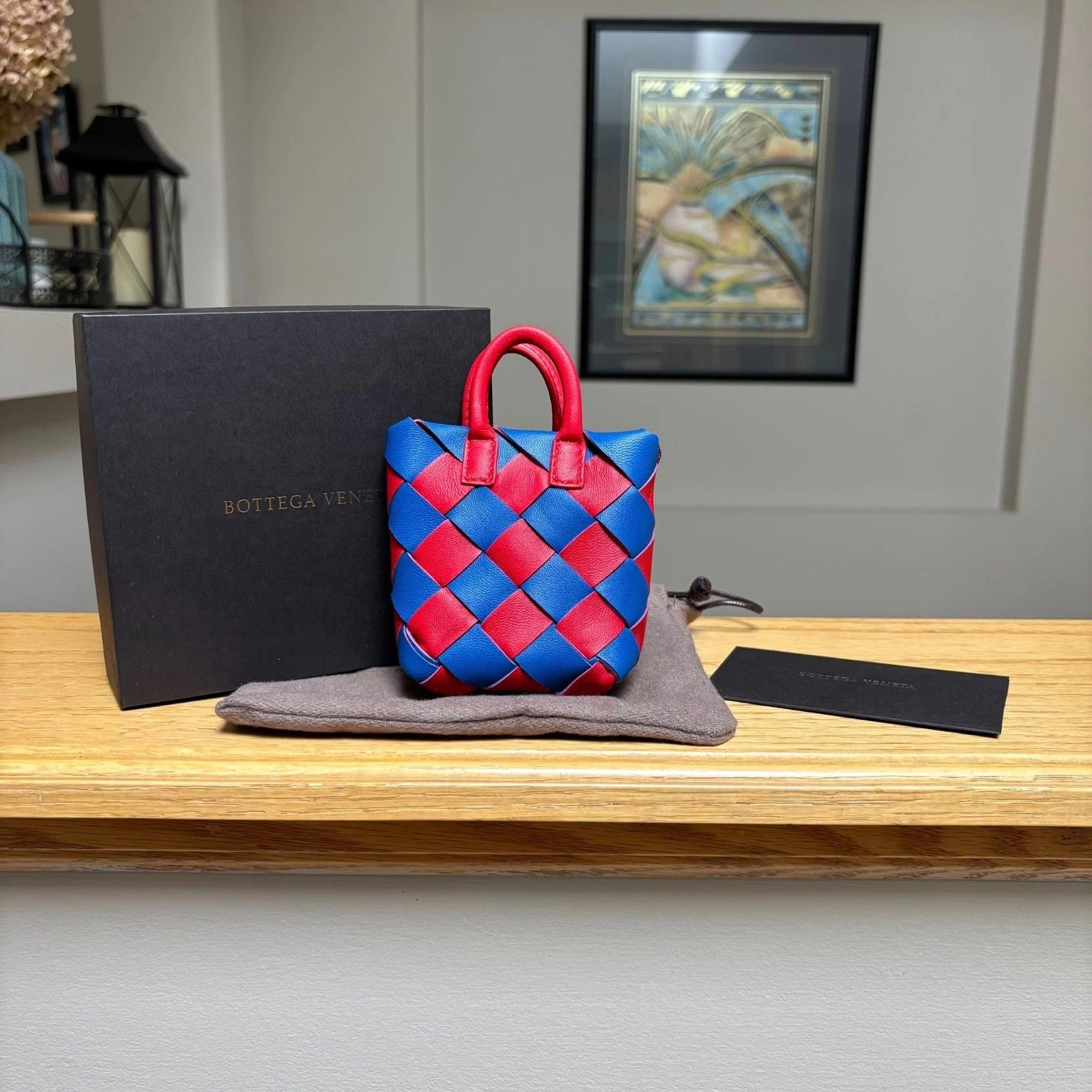 Bottega Veneta — Bottega Veneta Blue/Red Woven Intrecciato Charm Bag $425 - Authentic - Brand New
