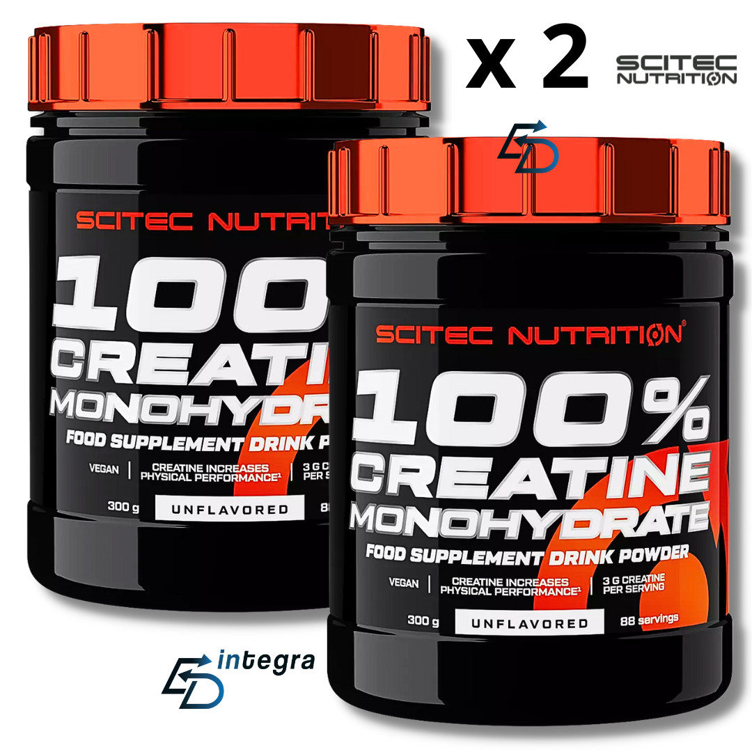 SCITEC NUTRITION - 100% Creatine Monohydrate 300g x 2 = 600g Creatina Monoidrato