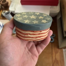 The Friends Shaker Style Brentwood Pantry Box America RWB Quaker Signed 3.75”