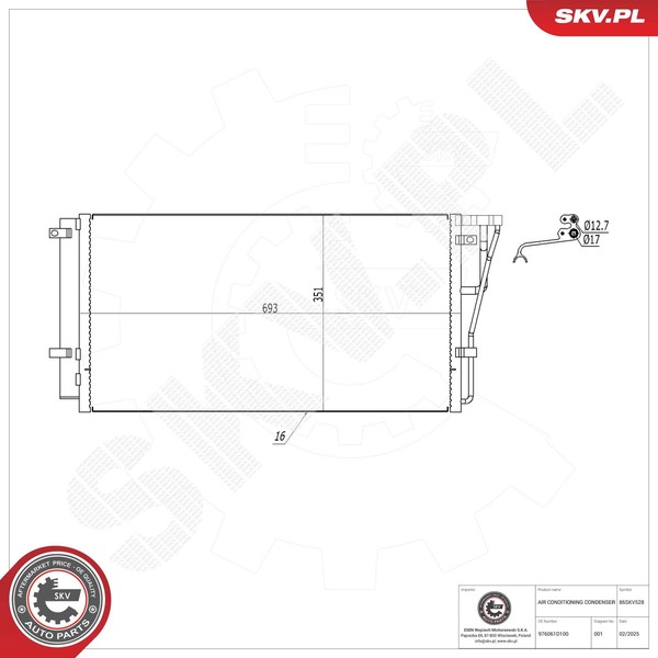Esen SKV Kondensator Klimaanlage Aluminium Mit Trockner FüR KIA Carens III-image