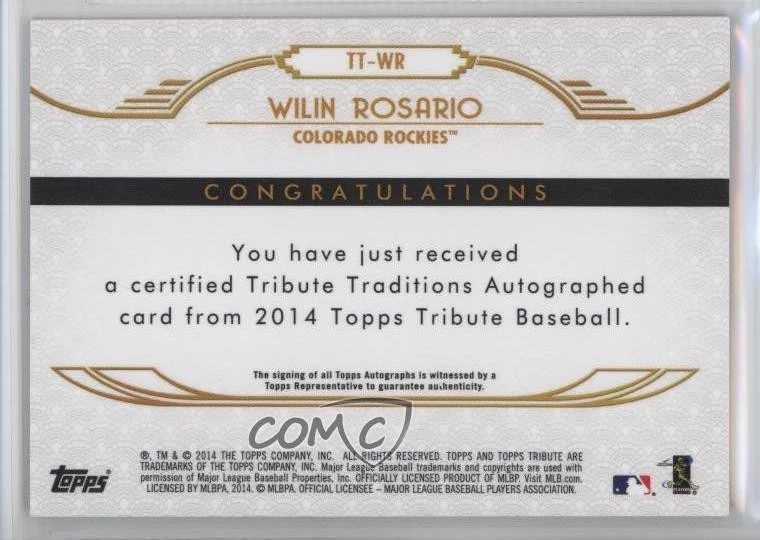 2014 Topps Tribute Traditions Auto Sepia /35 Wilin Rosario #TT-WR Auto - Image 2 of 2