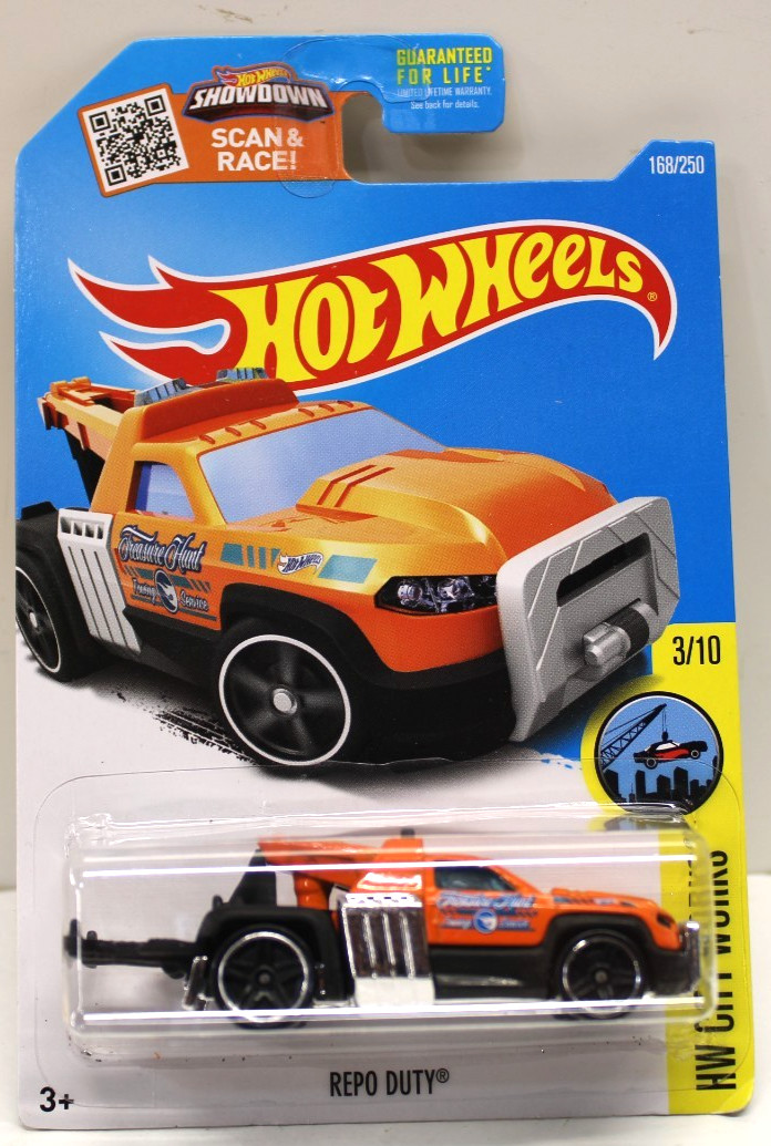 Hot Wheels 2016 HW City Works 3/10 Repo Duty 168/250 Orange Treasure Hunt