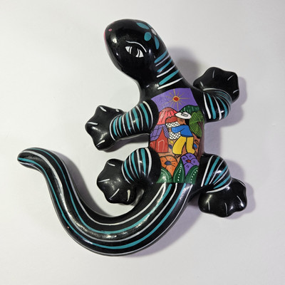 Salamander Hand-Painted Pottery Mexican Folk Art Garden Deco 8'' X 9'' Farming Sun