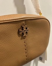 Tory Burch Mcgraw Camera Bag Tiramisu Pebbled Leather New With Tag