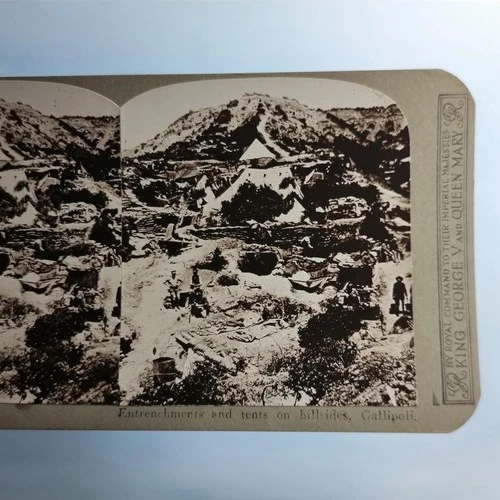 WW1 Military Stereoview C1916 Real Photo Turkey Gallipoli Frontline Trenchscape