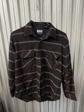 Vintage FieldMaster Flannel Shirt Mens Size L 16-16 1/2 Plaid Wool Blend Gray