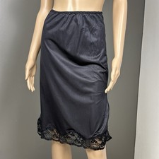 Vintage Bestform Half Slip Skirt Size Small Black Wide Lace Side Slit Antron
