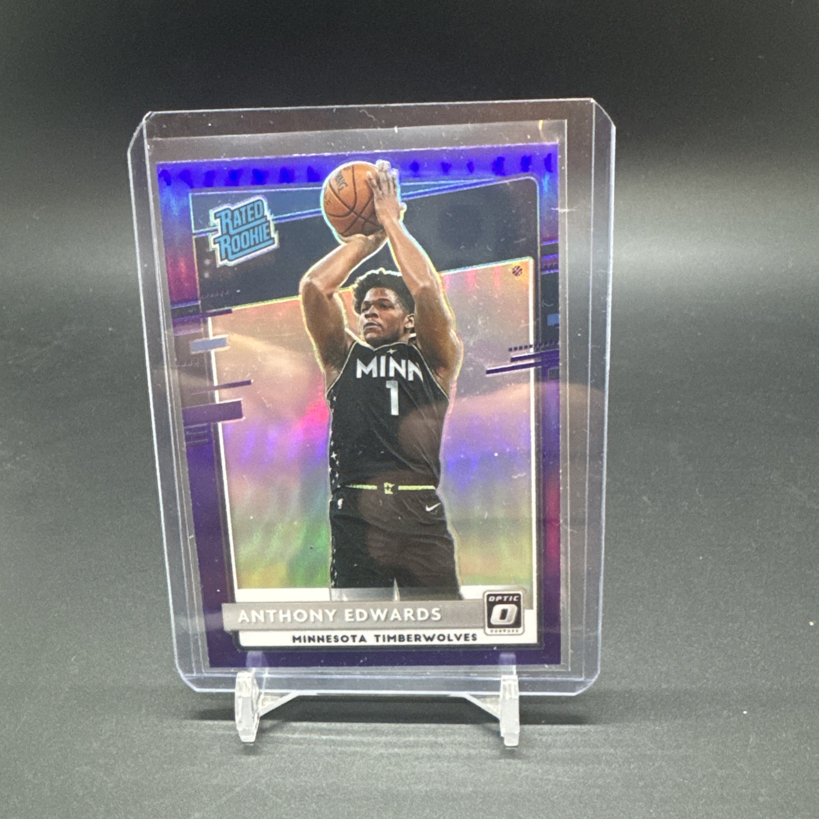 Anthony Edwards 2020-21 Panini Donruss Optic Rated Rookie Purple Prizm #151 (RC)