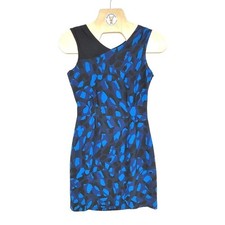 Matthew Williamson for Impulse Blue Black Abstract Sheath Dress Size 2