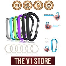 Elegant 3" Aluminum D-Shape Carabiner Keychain Clips   50 LB Load Capacity