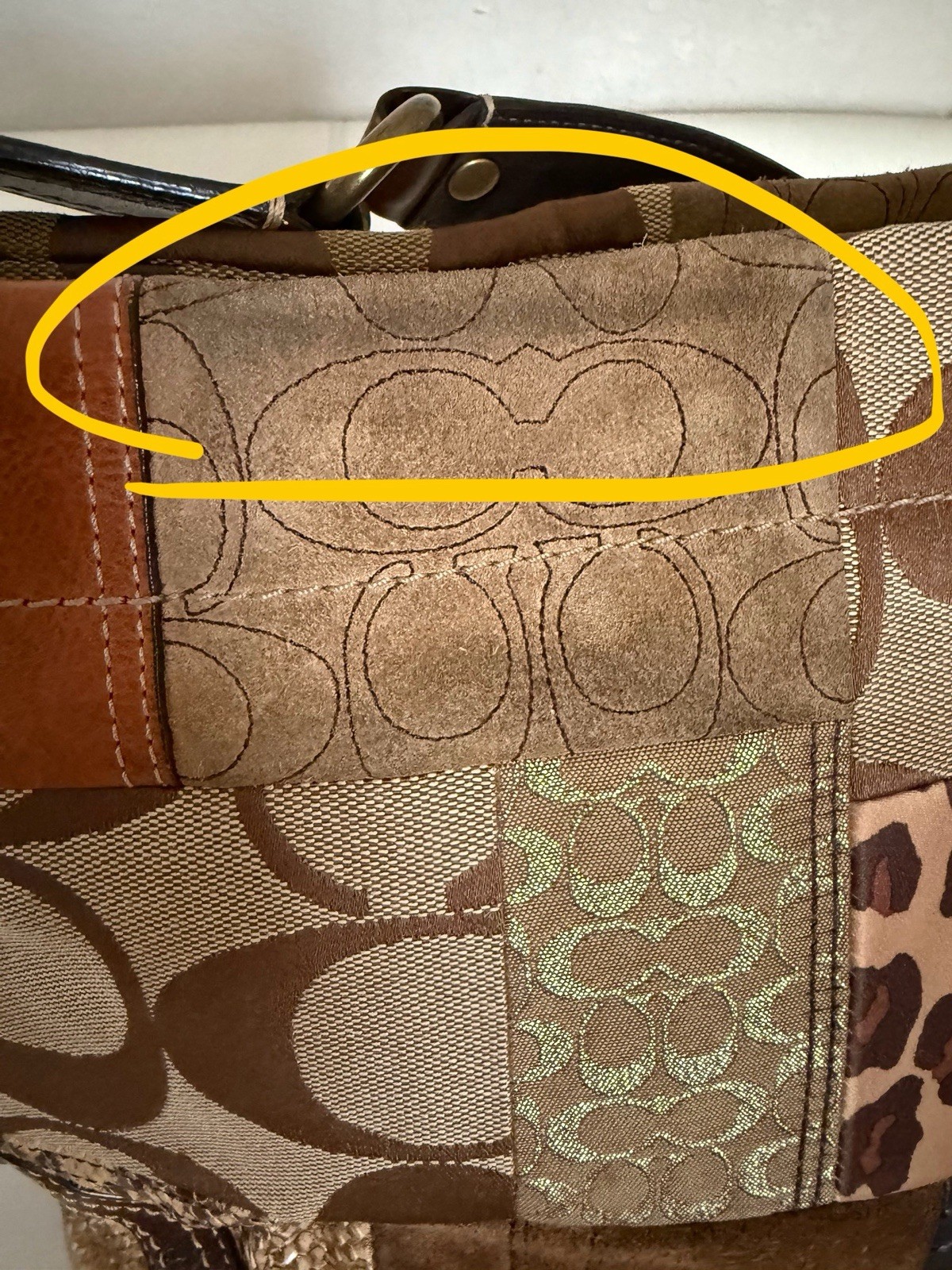 Coach Patchwork Jacquard Brown Leather Shoulder B… - image 20