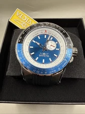 Invicta Men's 50MM Watch Aviator Quartz Blue Dial Black Silicone Strap 49717