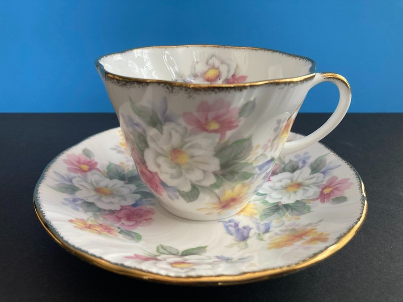 STAFFORDSHIRE  QUEEN'S CHINA FINE BONE CHINA CUP AND SAUCER.ENGLAND .