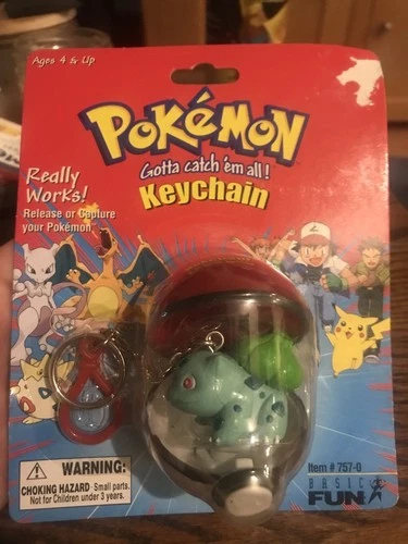 1999 Pokemon Toy Keychain Sealed Bulbasaur Basic Fun