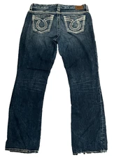 Big Star Maddie Boot Mid Rise Jeans Women's 30R Blue Dark Wash Embroidered