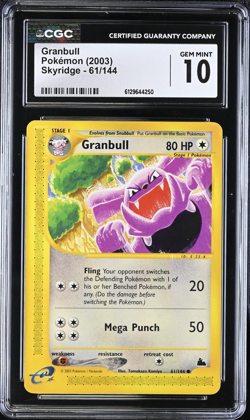 CGC 10 GEM MINT Granbull 61/144 Skyridge Vintage WOTC 2003 Pokemon Card