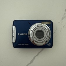 Used Canon PowerShot A480 10.0MP 3.3x Zoom Digital Camera Blue With SD16GB