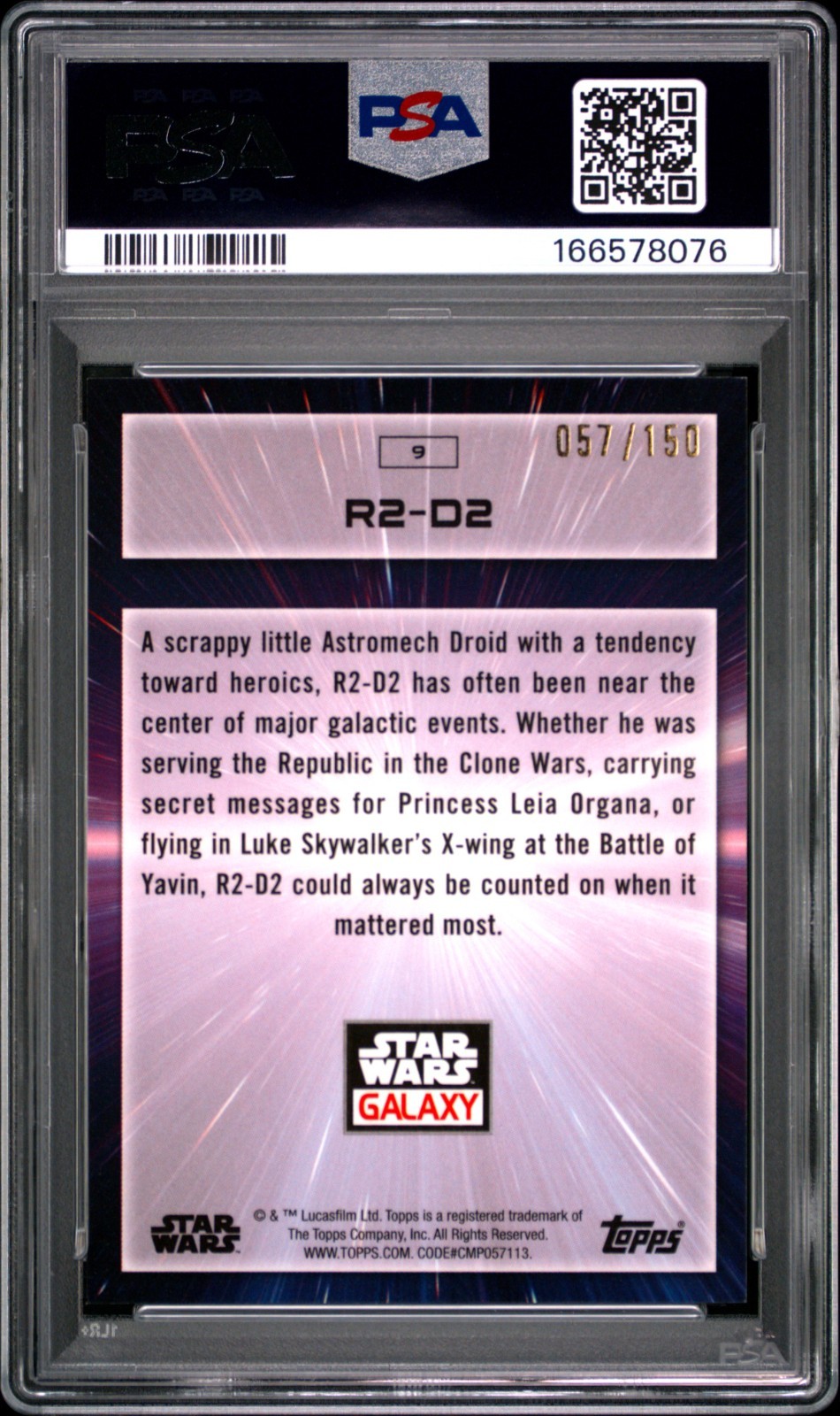 2022 TOPPS CHROME STAR WARS GALAXY #9 R2-D2 ATOMIC REFRACTOR PSA GEM MINT 10 view 2