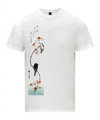 Utagawa Hiroshige Bunting on a Maple Branch Fine Art Herren T-Shirt