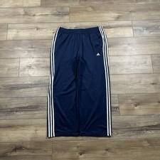 Adidas Vintage 2005 Navy  White Striped Wide Leg Athletic Track Pants Large