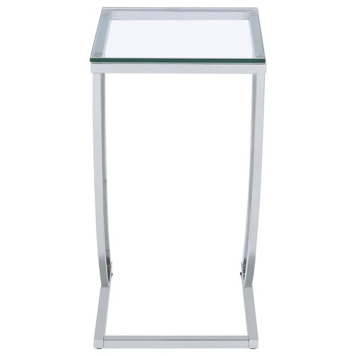 Coaster 13 in. Chrome and Clear Rectangle Glass Accent Table - Picture 6 of 9