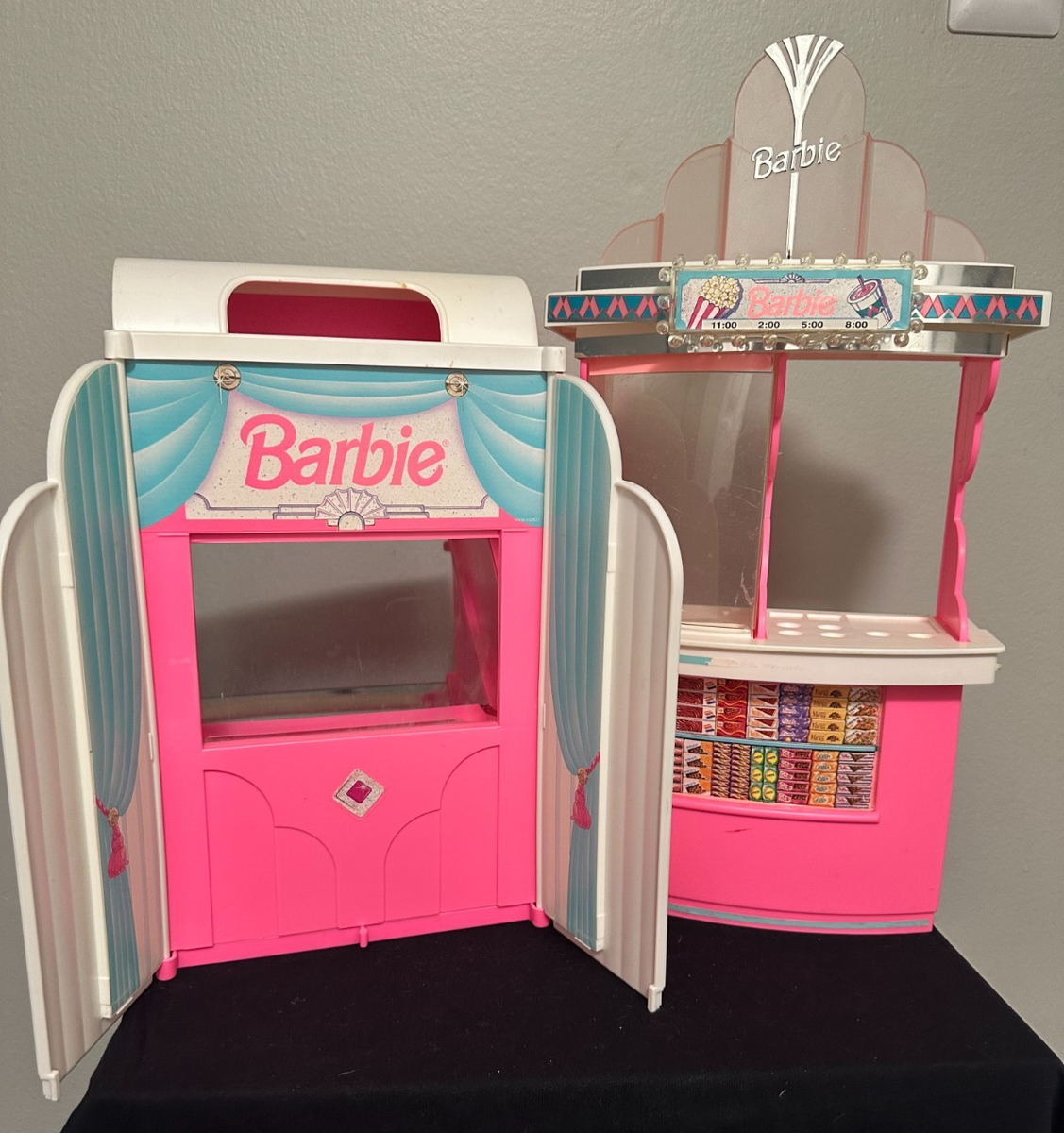 Vintage 1995 Mattel Barbie Movie Theater Snack Stand Magic Screen