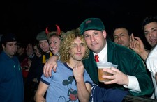 Singer Zach Davidson hops down to hug a fan when he Vendetta Red o- Old Photo