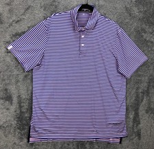 RLX Ralph Lauren Polo Shirt Mens Medium Blue Pink Striped Performance Golf