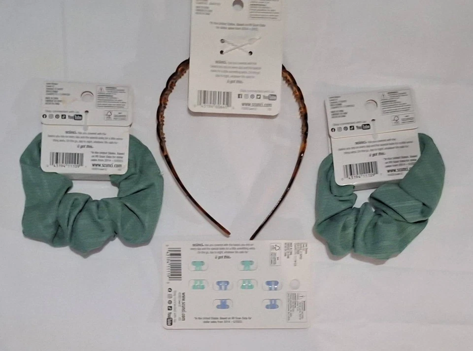 Комплект аксессуаров для волос Scünci — резинки + обруч для волос + клипсы 4 шт. чулки Stuf - Изображение 2 из 4