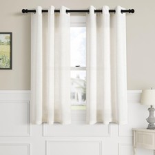 Aersas Cream Linen Curtains 45 Inches Long 2 Panels Set For Kitchen Dining Room