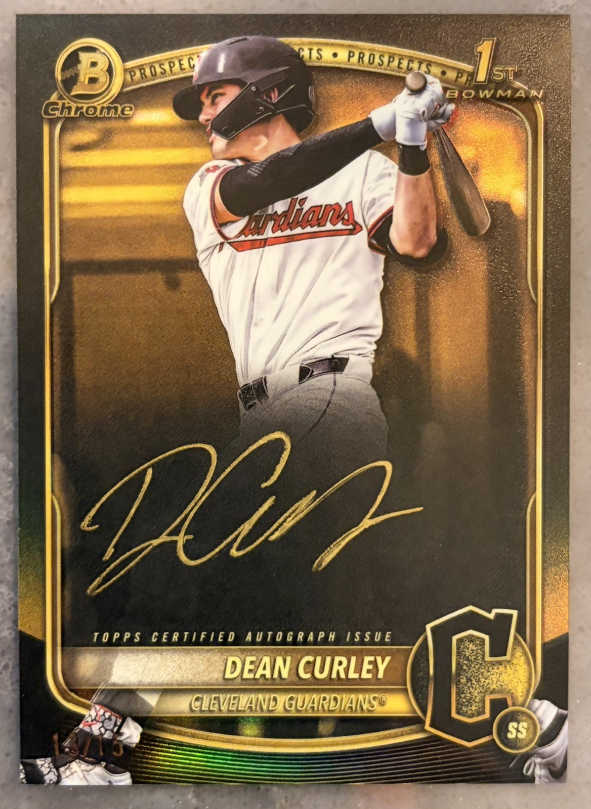 2025 Bowman Draft Chrome Dean Curley Black Gold Auto /15 - On Card Gold Ink SSP