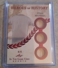 2025 Leaf Stan Musial Triple Bat Relic 4/4 In The Game Used Heroes Of History