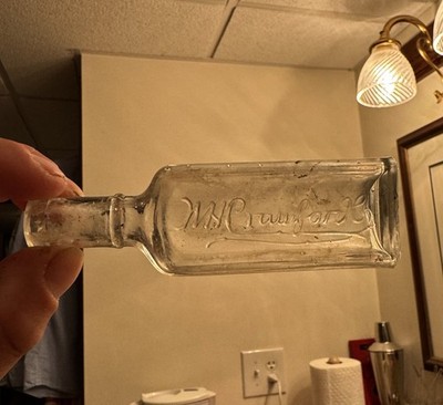 W H Crawford Blown Extract Bottle Baltimore MD 1890s Era Nice Iridescence Dug