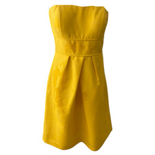 Jenny Yoo Bold Yellow Mini Cocktail Elegant Party Dress Designer Size Small