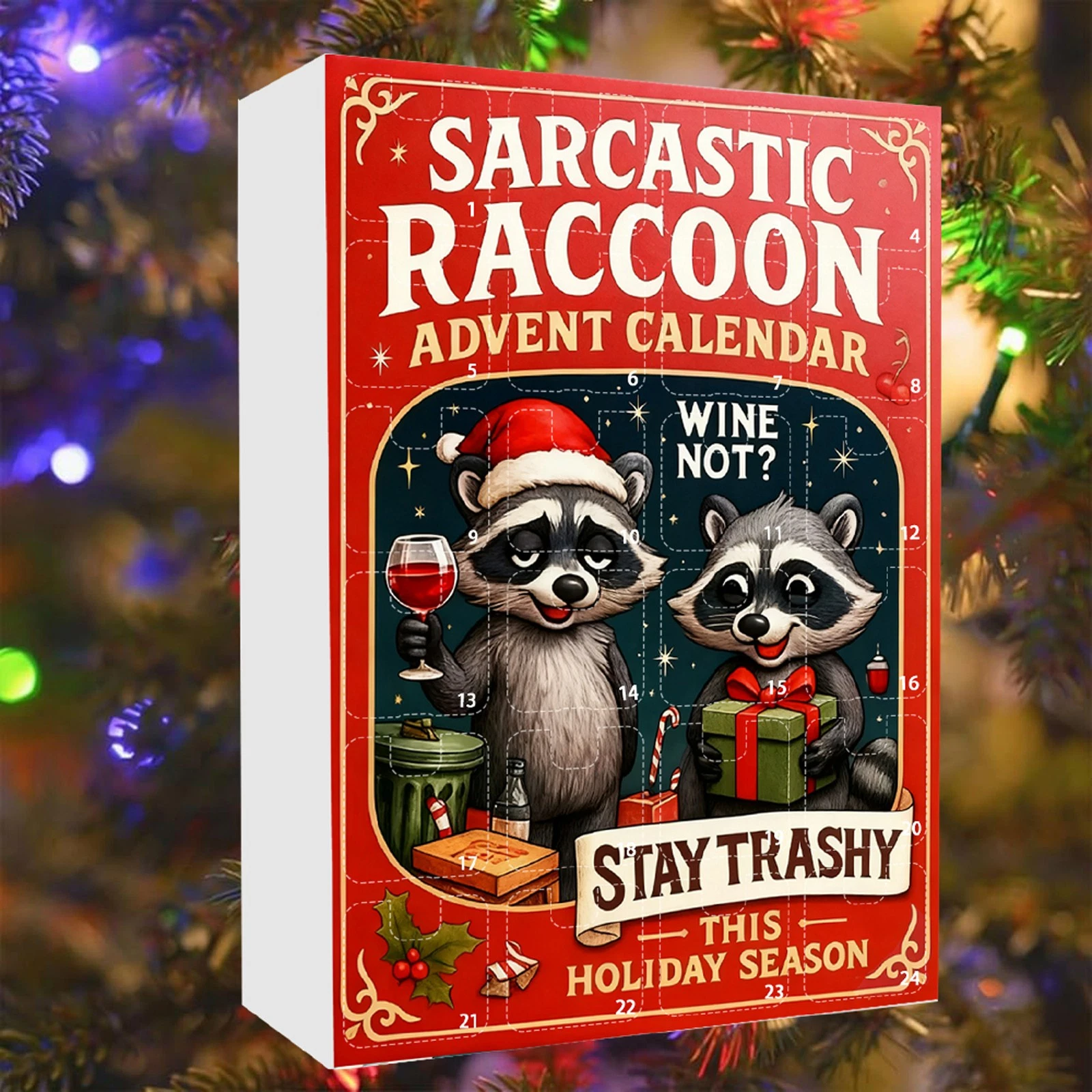 Christmas Countdown SARCASTIC RACCOON Advent Calendar – 24 Days 2D Blind Boxes