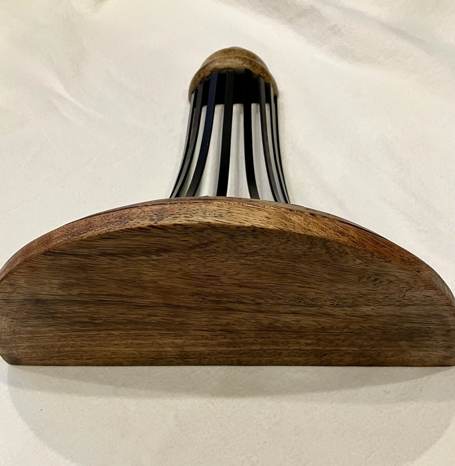 Estante de montaje en pared de hierro forjado de madera medio redondo negro marrón 12 de altura Foto 2 de 4