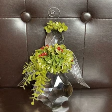 Mistletoe Faceted Lucite Crystal Angel Ornament 9” Extra Large