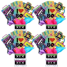 Weekgrat 4 Set 80's Party Decorations Retro 1980's Centerpiece Include 4 Cass...