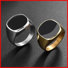 Men'S Ring Punk Rock 316L Stainless Steel Signet Ring For Men Hip Hop Pa