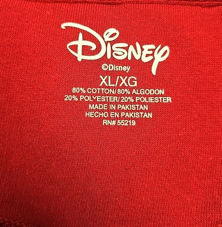 迪士尼 Chip N Dale 1947 "2 可爱 4 U" 连帽衫尺寸 XL 红色 Y2K 运动衫 Kidcore — 第 3/4 张图片