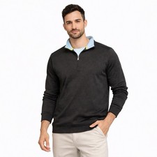 Tailorbyrd Men  s Golf Pullover 1/4 Zip Long Sleeve Classic Modal Sz Small Gray