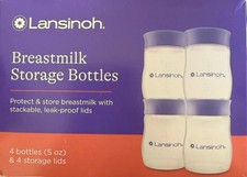 Breastmilk Storage Bottles 4 Count 5oz BPA Free Pump-to Lansinoh 4-Pack BPS-Free