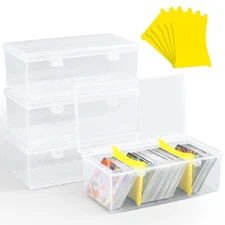 UNAOIWN 4 Pack Trading Card Storage Box, Card Deck Boxes with Dividers Hold 4...