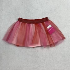 Way to Celebrate Little Girl Red/Pink Tutu Skirt Glitter Elastic Waist 18M NWT