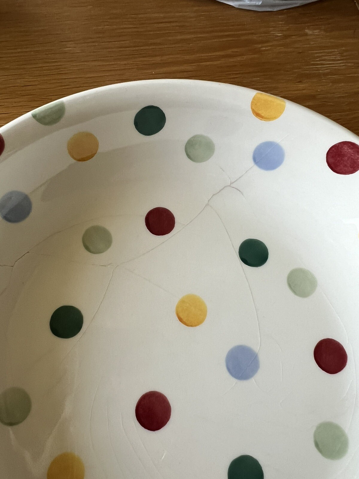 Emma bridgewater polka dot pasta bowl cracked And Crazed Ideal For