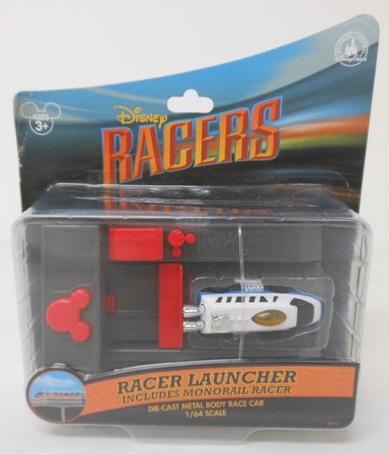Disney World Racers BLUE MONORAIL TRAIN & LAUNCHER Diecast Metal Race Car 1/64