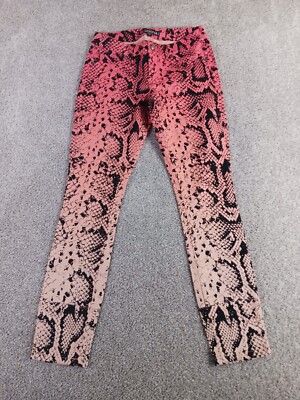 2B Bebe Serena Womens Denim Jeans 26 Multicolor Snakeskin Skinny Cotton Blend