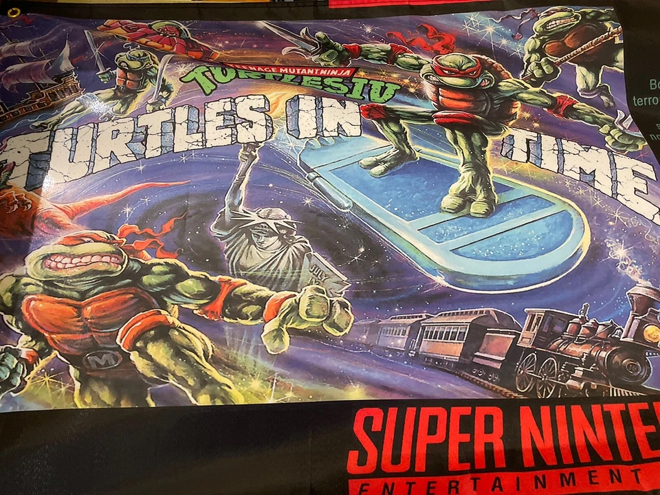 TMNT Turtles in Time 5' Flag Banner Poster Super Nintendo SNES Mutant Ninja - Image 2 of 3